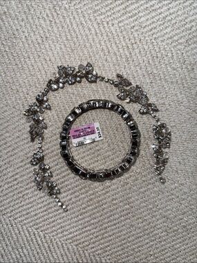INC International Concepts Silver-Tone Crystal Bracelet / hair clip set